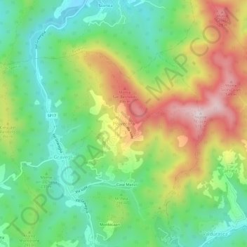 Polverara topographic map, elevation, terrain