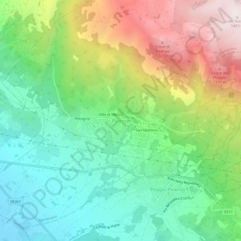 Picenze topographic map, elevation, terrain