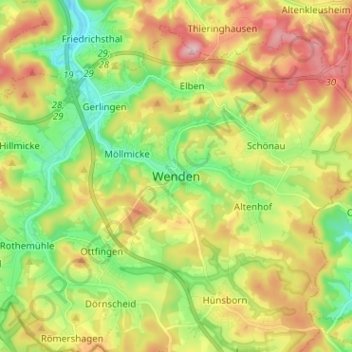 Wenden topographic map, elevation, terrain