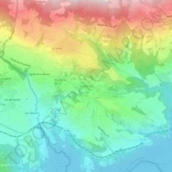 Pra Périer topographic map, elevation, terrain
