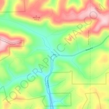 Odin topographic map, elevation, terrain