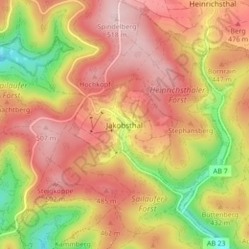 Jakobsthal topographic map, elevation, terrain