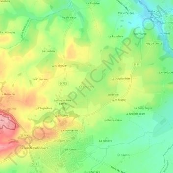 La Chevrière topographic map, elevation, terrain