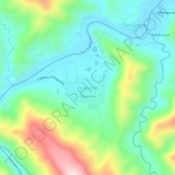 Teoponte topographic map, elevation, terrain