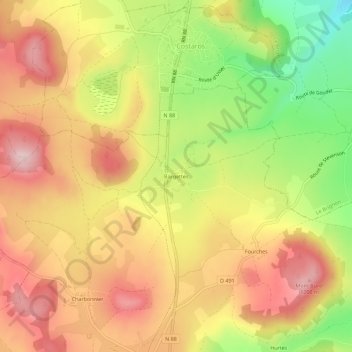 Bargettes topographic map, elevation, terrain