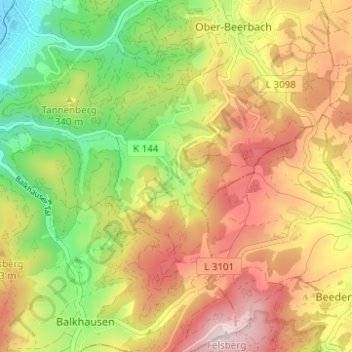 Stettbach topographic map, elevation, terrain