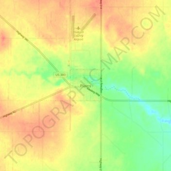 Plains topographic map, elevation, terrain