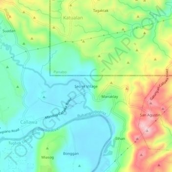 Secret Village topographic map, elevation, terrain