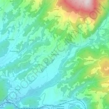 Moncigoli topographic map, elevation, terrain