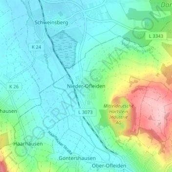 Nieder-Ofleiden topographic map, elevation, terrain