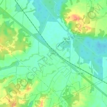 Pinson topographic map, elevation, terrain