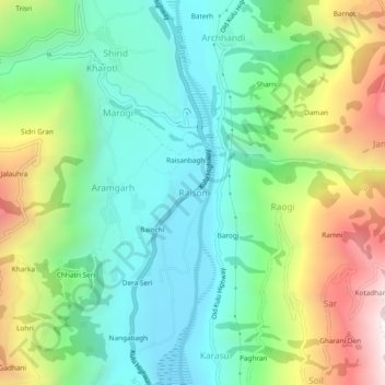 Raison topographic map, elevation, terrain