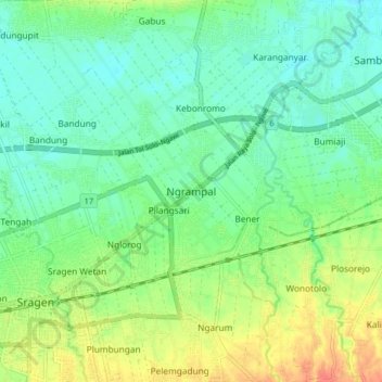 Ngrampal topographic map, elevation, terrain