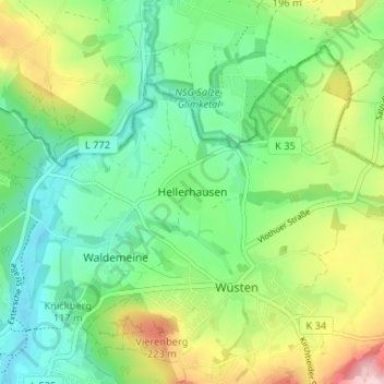 Hellerhausen topographic map, elevation, terrain
