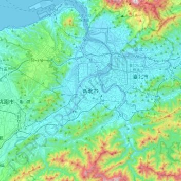 New Taipei topographic map, elevation, terrain