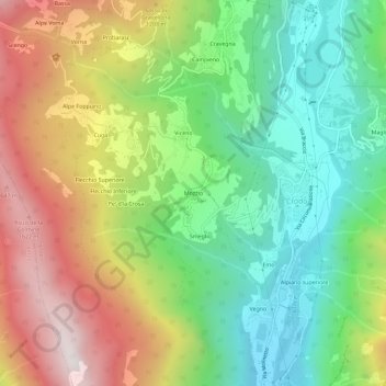 Mozzio topographic map, elevation, terrain