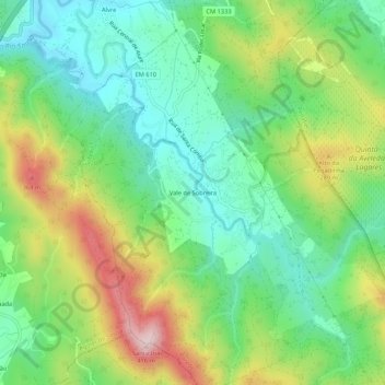 Vale de Sobreira topographic map, elevation, terrain