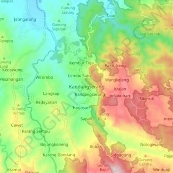 Kandangserang topographic map, elevation, terrain