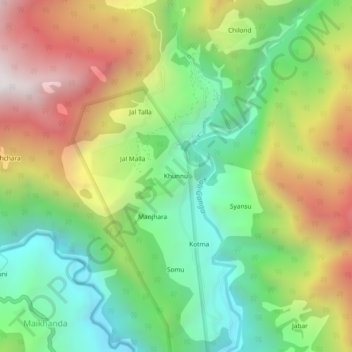 Khunnu topographic map, elevation, terrain
