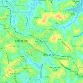 Kattiya Junction topographic map, elevation, terrain