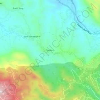 Cavaliers topographic map, elevation, terrain