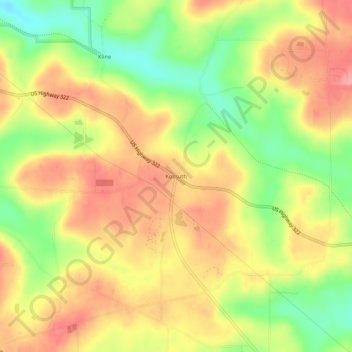 Kossuth topographic map, elevation, terrain