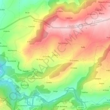 A Pena topographic map, elevation, terrain