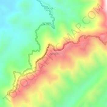 Changki topographic map, elevation, terrain