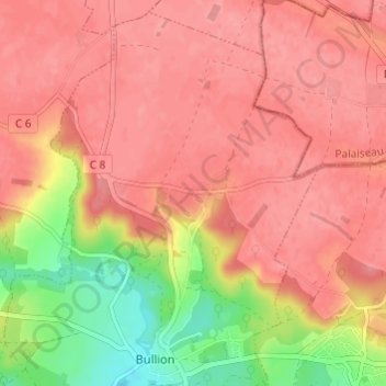 Longchène topographic map, elevation, terrain