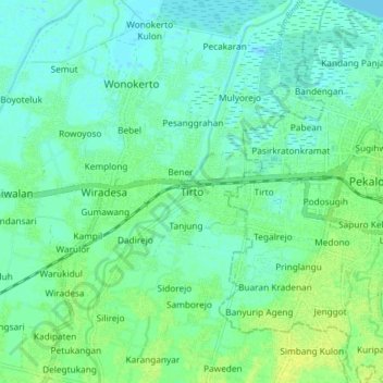 Tirto topographic map, elevation, terrain