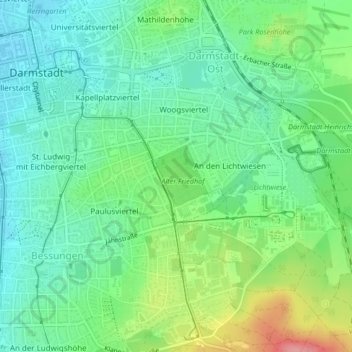 I-D topographic map, elevation, terrain