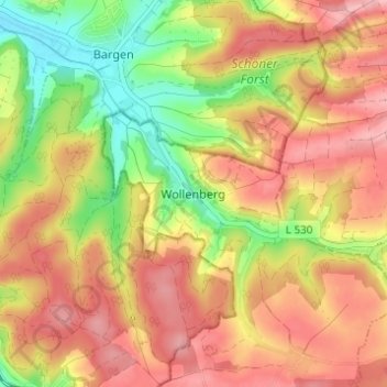 Wollenberg topographic map, elevation, terrain