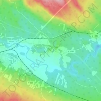 Yttersel topographic map, elevation, terrain