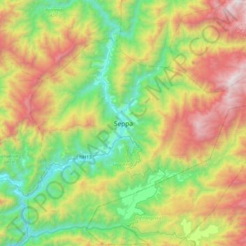Seppa topographic map, elevation, terrain