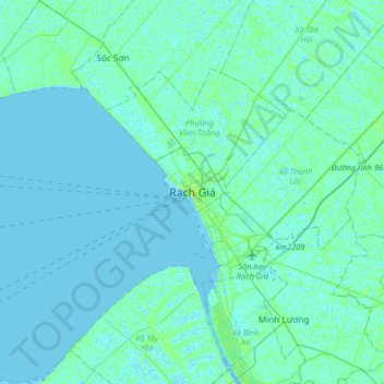 Rạch Giá topographic map, elevation, terrain