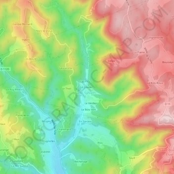 Le Coudert topographic map, elevation, terrain