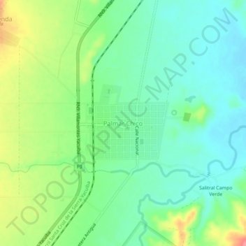 Palmar Chico topographic map, elevation, terrain