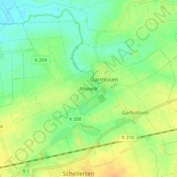 Ahstedt topographic map, elevation, terrain