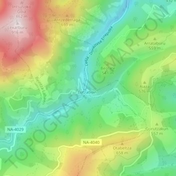 Kantina topographic map, elevation, terrain