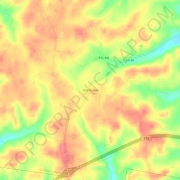 Oak Grove topographic map, elevation, terrain