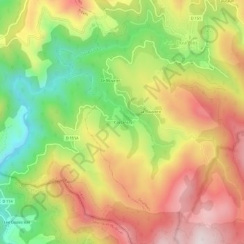 Cassanas topographic map, elevation, terrain