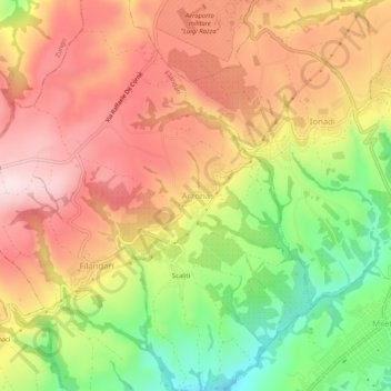 Arzona topographic map, elevation, terrain