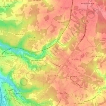 Montignac topographic map, elevation, terrain