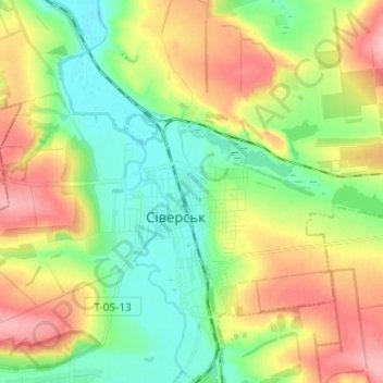 Siversk topographic map, elevation, terrain