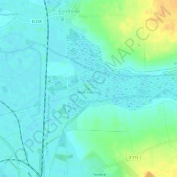 Mont Thomas topographic map, elevation, terrain