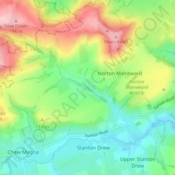 Norton Hawkfield topographic map, elevation, terrain