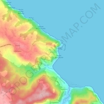 Llastres topographic map, elevation, terrain