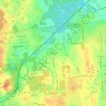 Potters topographic map, elevation, terrain