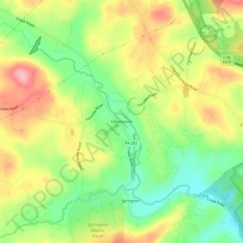 Glenmoore topographic map, elevation, terrain