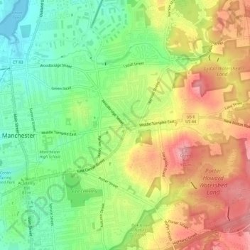 Manchester Green topographic map, elevation, terrain